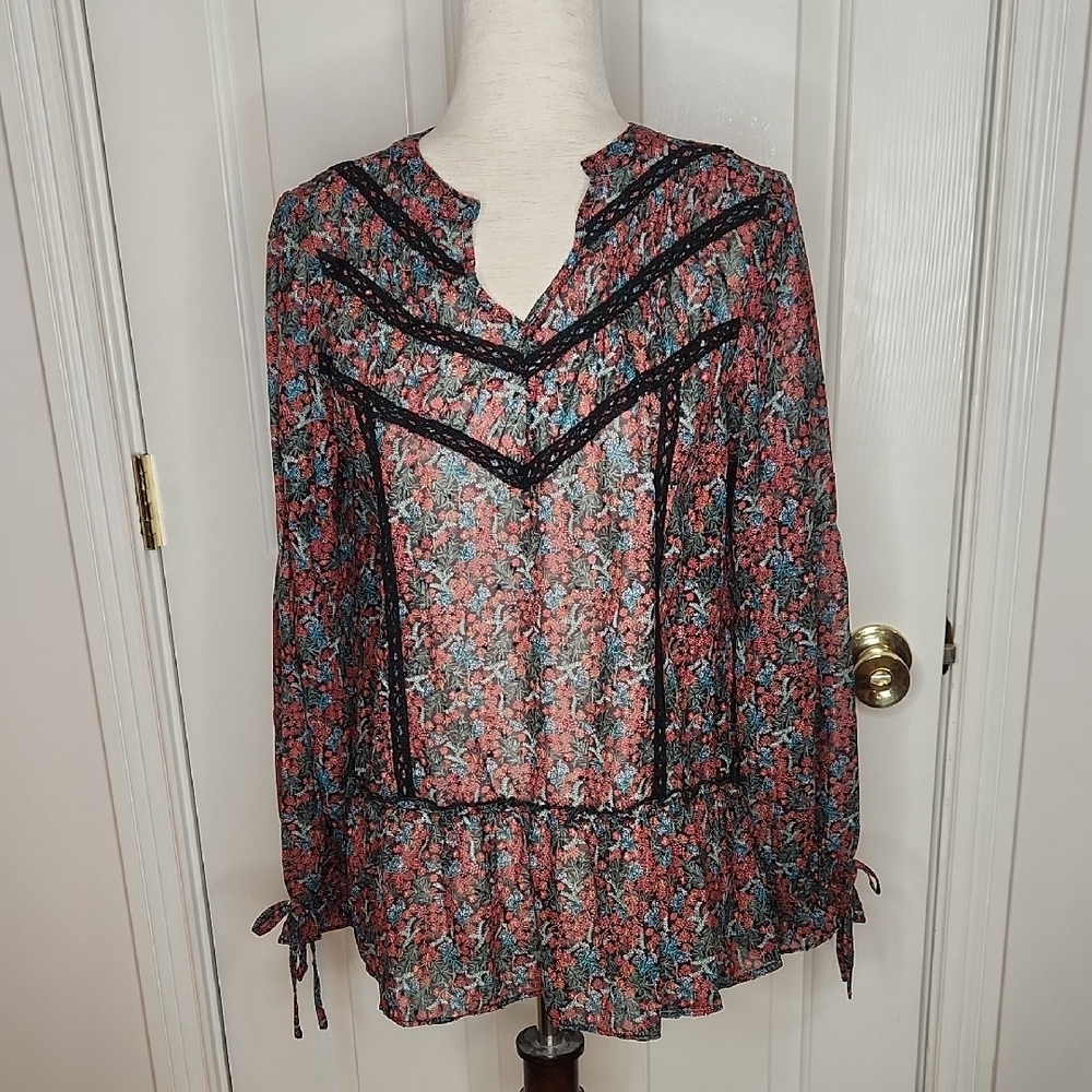 Matilda Jane Carol Floral Print Peasant Blouse Size S NWT